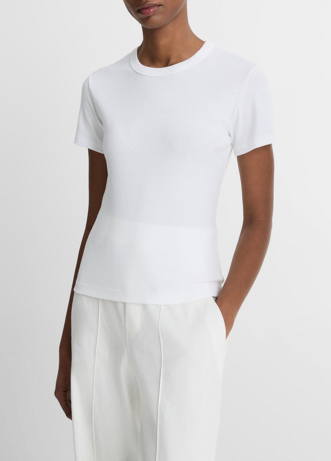 Pima Cotton-Blend '90s Shrunken T-Shirt in Short Sleeve OPTIC WHITE | VINCE Women