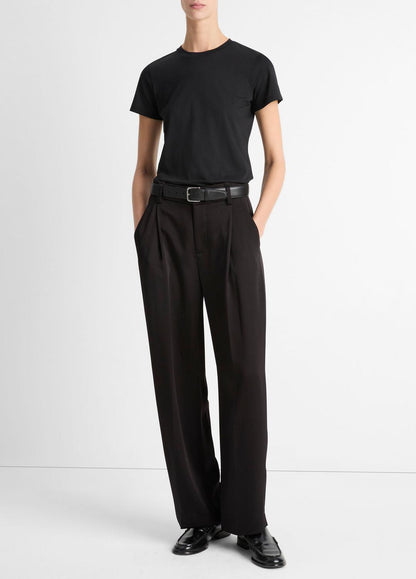 Essential Pima Cotton Crew Neck T-Shirt in Short Sleeve BLACK | VINCE Women