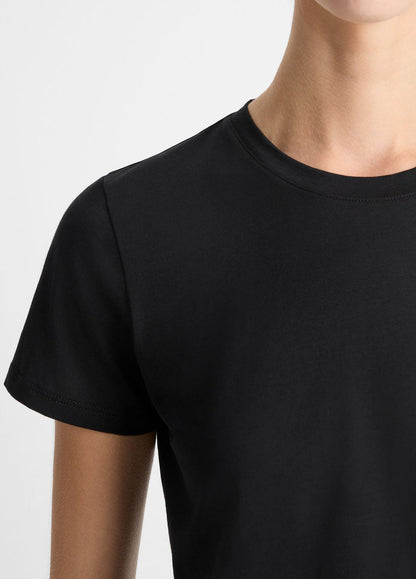Essential Pima Cotton Crew Neck T-Shirt in Short Sleeve BLACK | VINCE Women