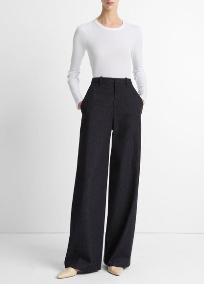 Essential Pima Cotton-Blend Long-Sleeve T-Shirt in Long Sleeve OPTIC WHITE | VINCE Women