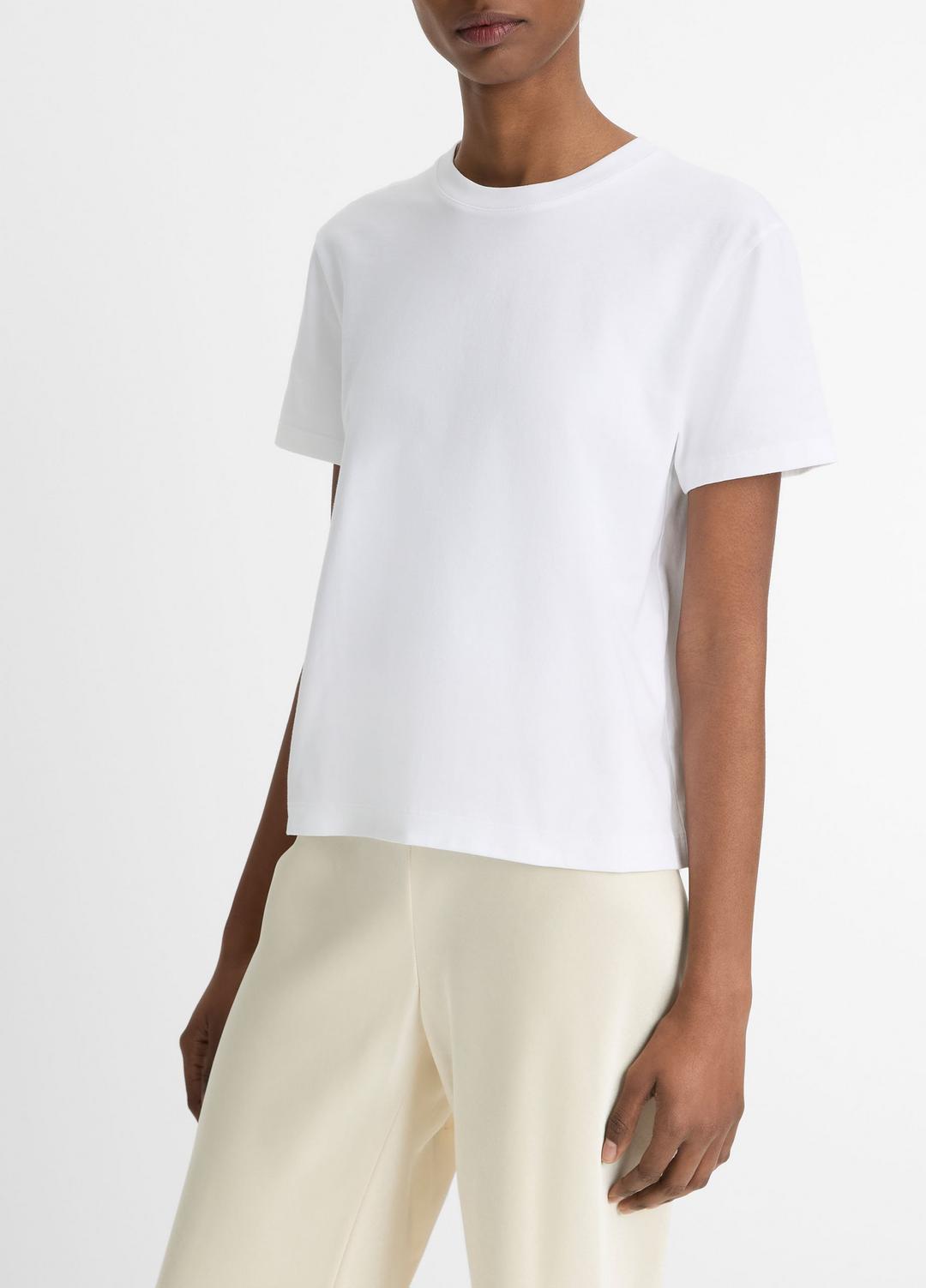Pima Cotton Crew Neck T-Shirt in Short Sleeve OPTIC WHITE | VINCE Women