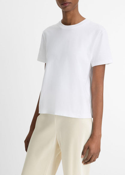 Pima Cotton Crew Neck T-Shirt in Short Sleeve OPTIC WHITE | VINCE Women