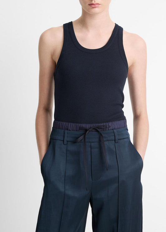 Ribbed Scoop-Neck Tank in Tank Tops COASTAL BLUE | VINCE Women