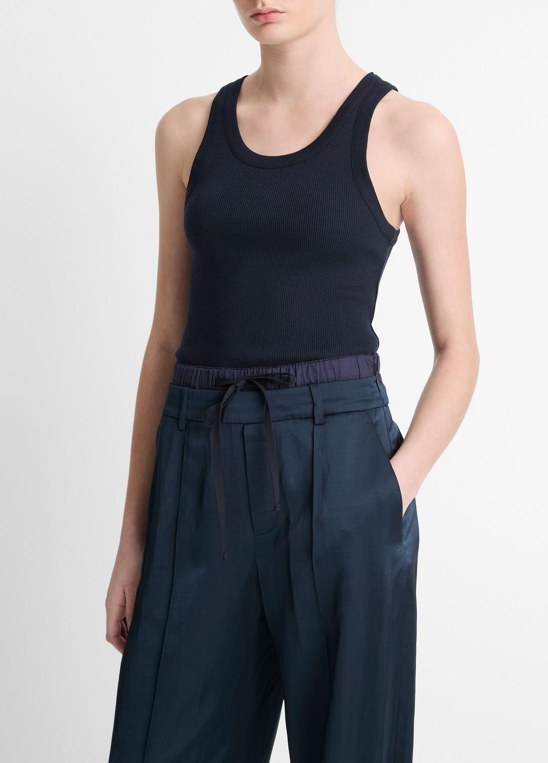 Ribbed Scoop-Neck Tank in Tank Tops COASTAL BLUE | VINCE Women