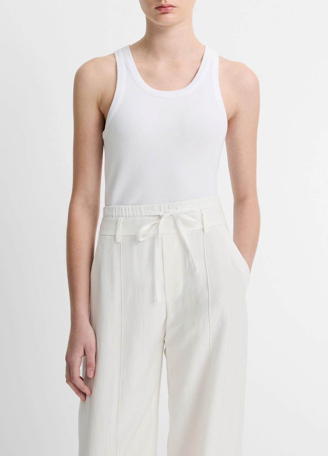 Ribbed Scoop-Neck Tank in Tank Tops OPTIC WHITE | VINCE Women