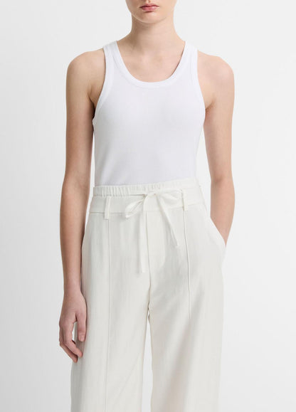Ribbed Scoop-Neck Tank in Tank Tops OPTIC WHITE | VINCE Women