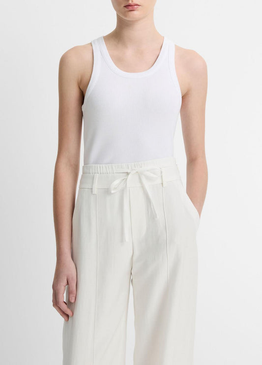 Ribbed Scoop-Neck Tank in Tank Tops OPTIC WHITE | VINCE Women