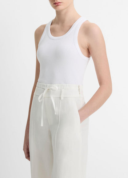 Ribbed Scoop-Neck Tank in Tank Tops OPTIC WHITE | VINCE Women