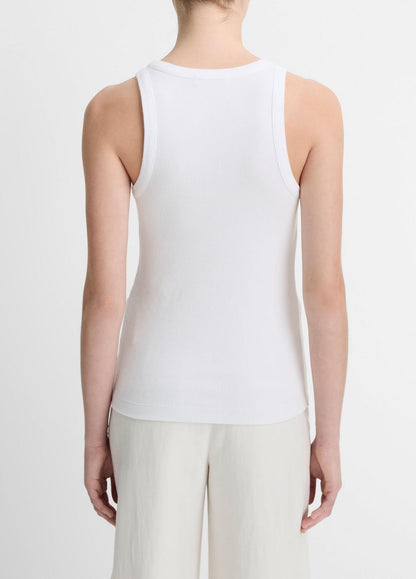 Ribbed Scoop-Neck Tank in Tank Tops OPTIC WHITE | VINCE Women