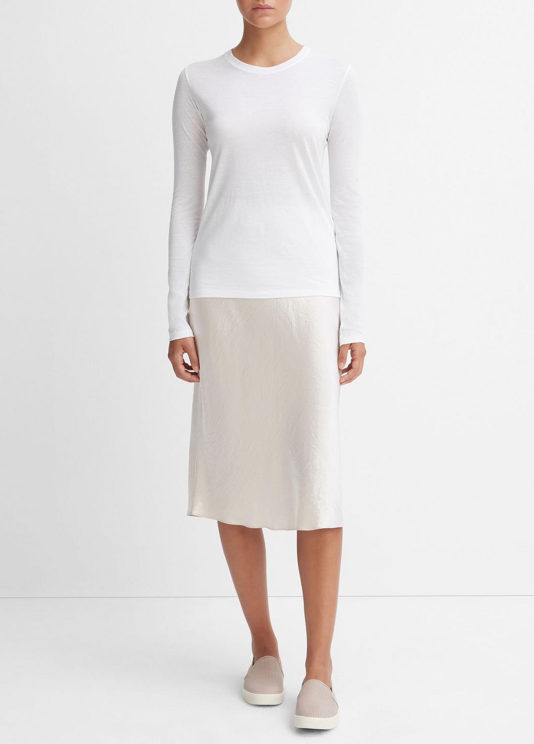 Essential Long Sleeve Crew Neck T-Shirt in Long Sleeve OPTIC WHITE | VINCE Women