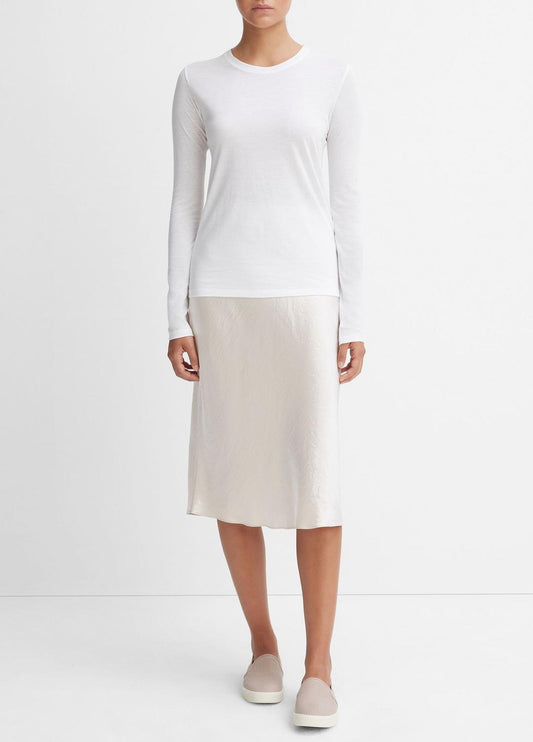 Essential Long Sleeve Crew Neck T-Shirt in Long Sleeve OPTIC WHITE | VINCE Women