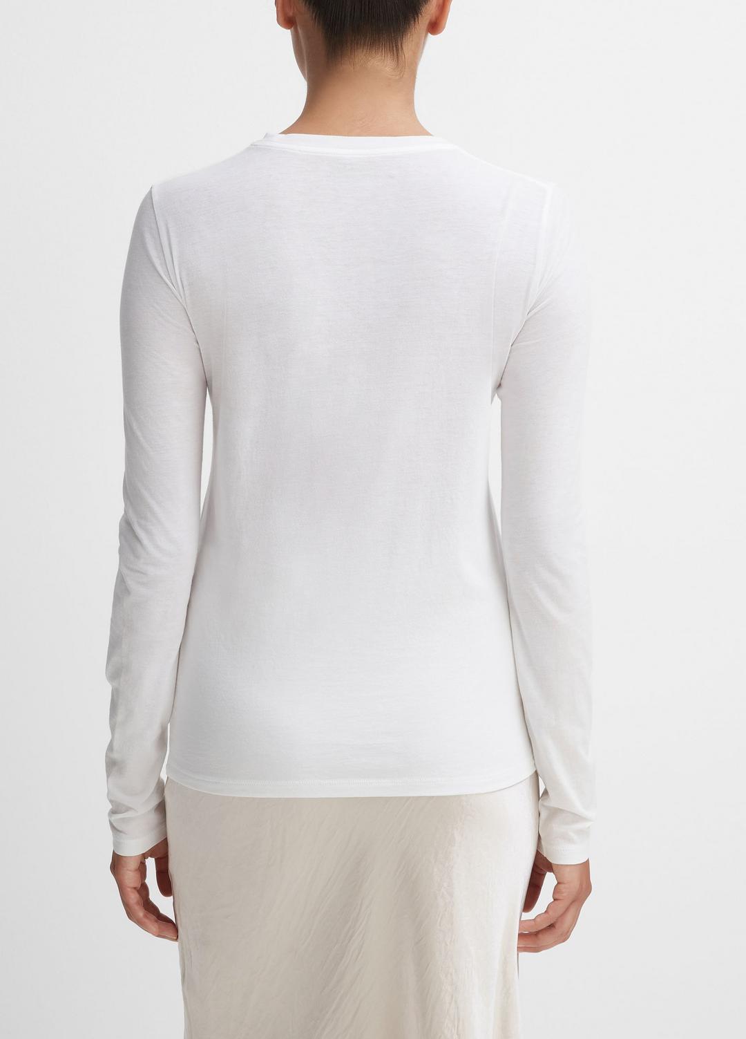 Essential Long Sleeve Crew Neck T-Shirt in Long Sleeve OPTIC WHITE | VINCE Women