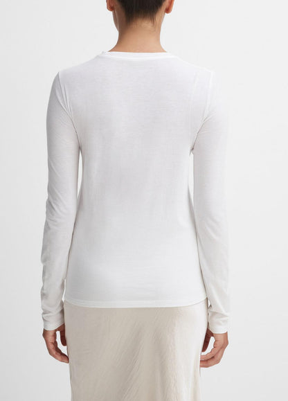 Essential Long Sleeve Crew Neck T-Shirt in Long Sleeve OPTIC WHITE | VINCE Women