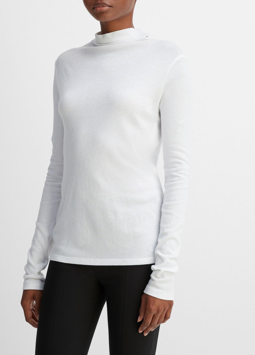 Essential Long Sleeve Turtleneck in Long Sleeve OPTIC WHITE | VINCE Women