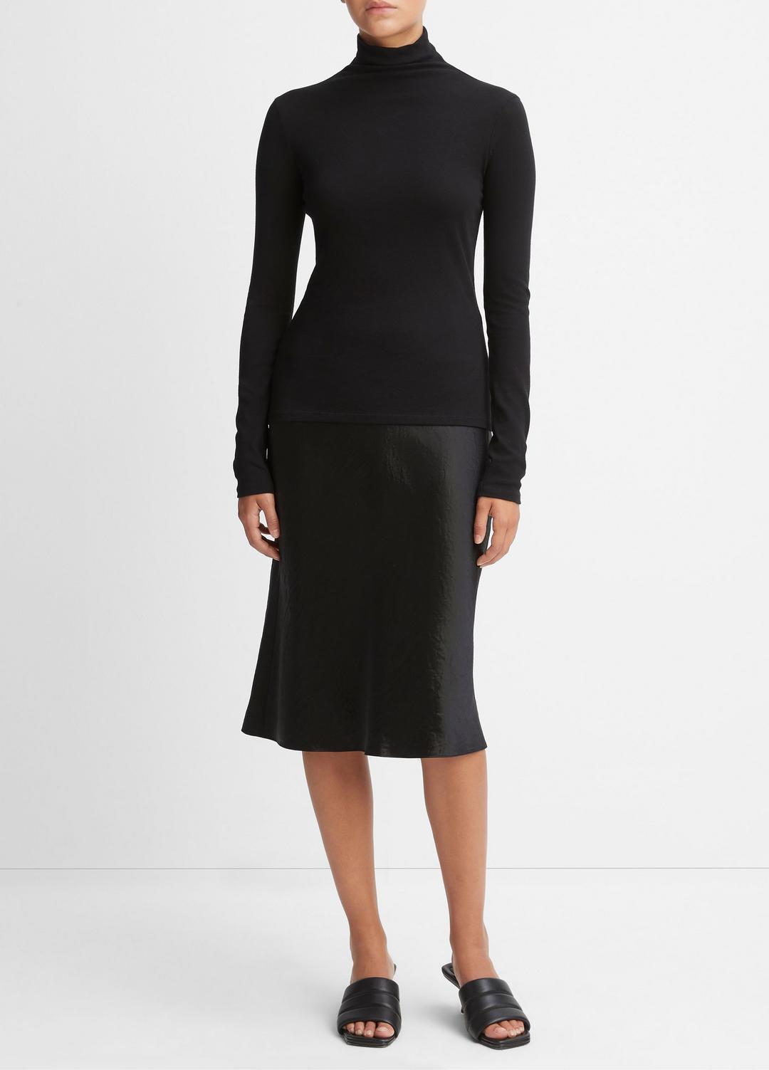 Essential Long Sleeve Turtleneck in Long Sleeve BLACK | VINCE Women