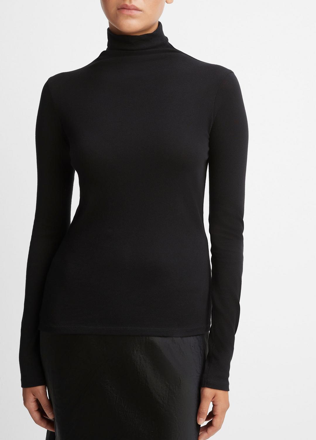 Essential Long Sleeve Turtleneck in Long Sleeve BLACK | VINCE Women