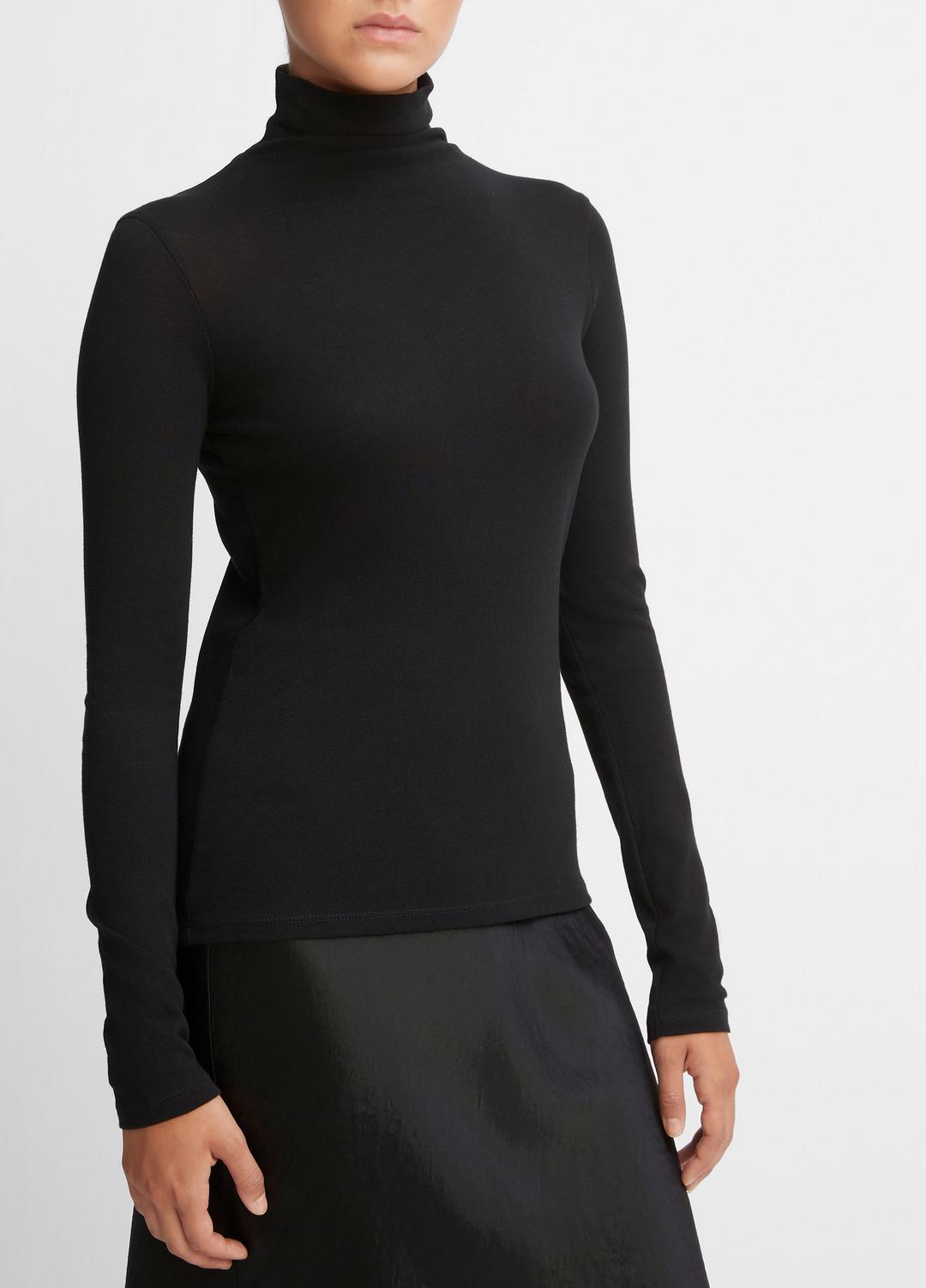 Essential Long Sleeve Turtleneck in Long Sleeve BLACK | VINCE Women