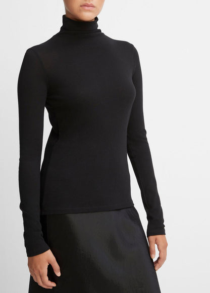 Essential Long Sleeve Turtleneck in Long Sleeve BLACK | VINCE Women