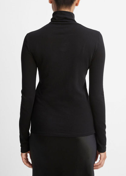 Essential Long Sleeve Turtleneck in Long Sleeve BLACK | VINCE Women