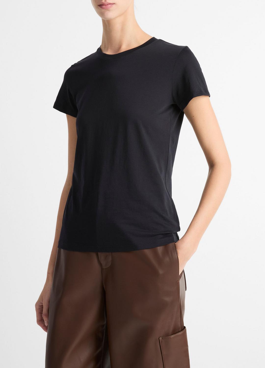 Essential Pima Cotton Crew Neck T-Shirt in Short Sleeve COASTAL BLUE | VINCE Women
