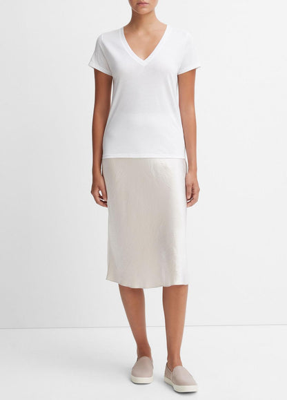 Essential Pima Cotton V-Neck T-Shirt in Short Sleeve OPTIC WHITE | VINCE Women