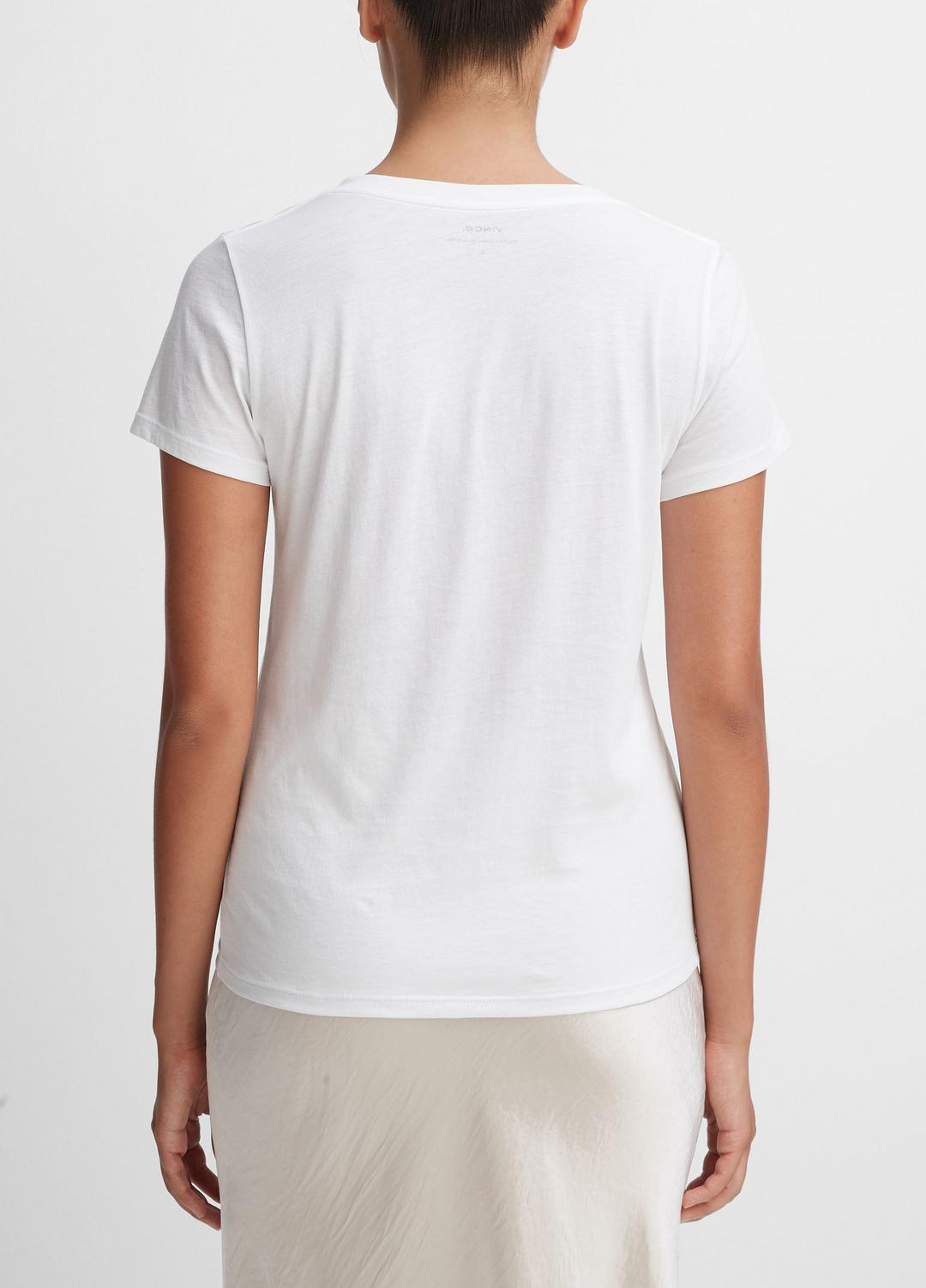 Essential Pima Cotton V-Neck T-Shirt in Short Sleeve OPTIC WHITE | VINCE Women