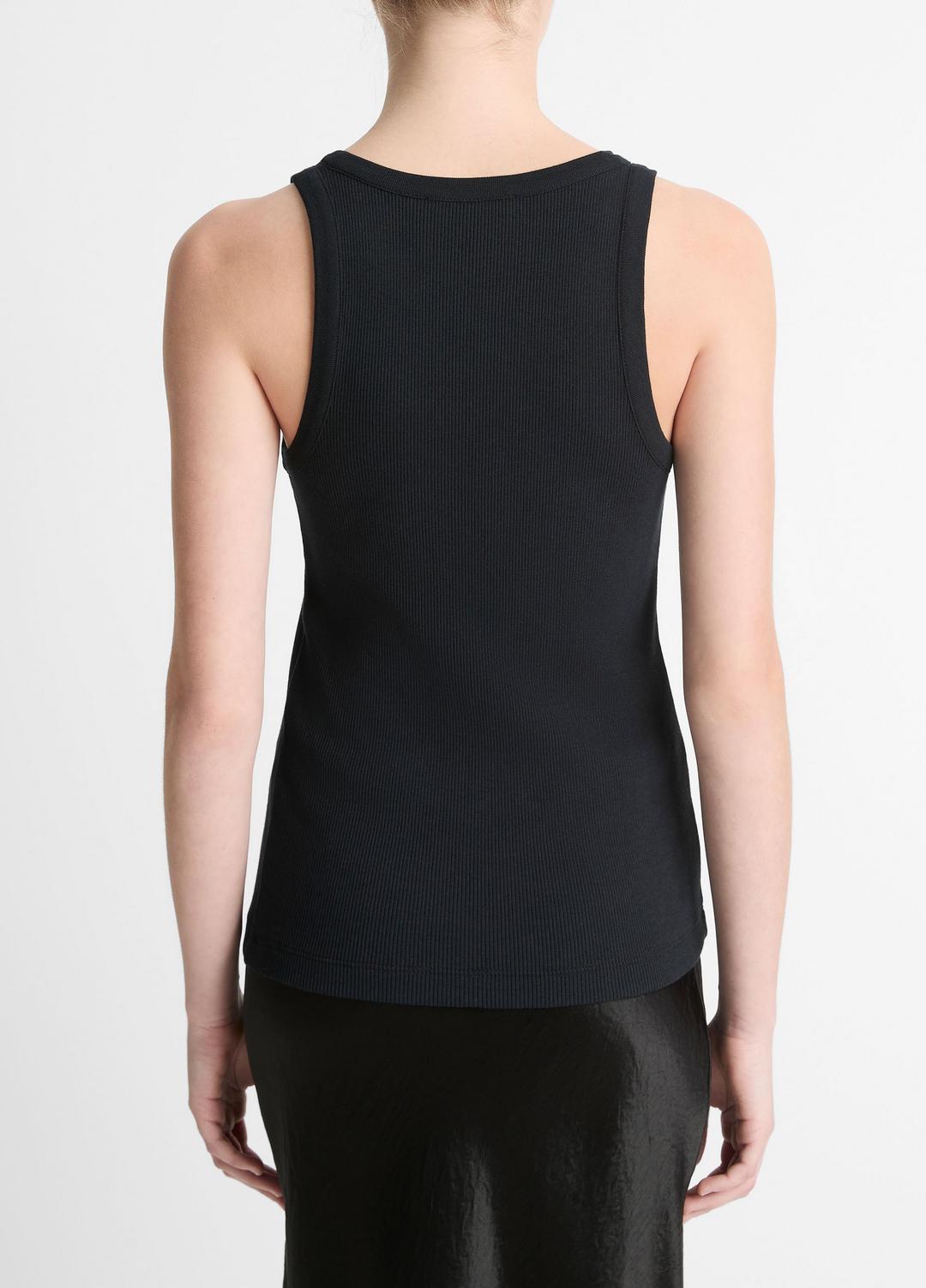 Ribbed Scoop-Neck Tank in Tank Tops BLACK | VINCE Women