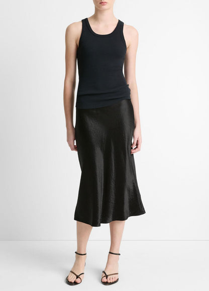 Ribbed Scoop-Neck Tank in Tank Tops BLACK | VINCE Women