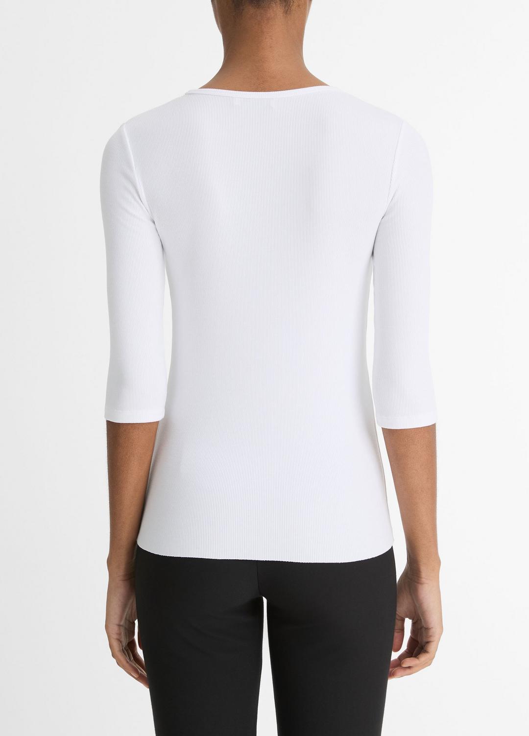 Elbow-Sleeve Crew Neck T-Shirt in Short Sleeve OPTIC WHITE | VINCE Women