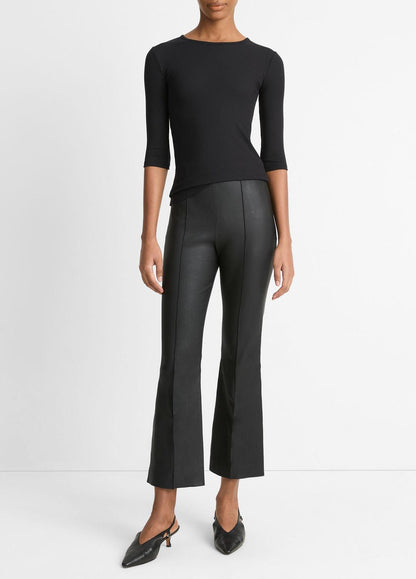 Elbow-Sleeve Crew Neck T-Shirt in Short Sleeve BLACK | VINCE Women