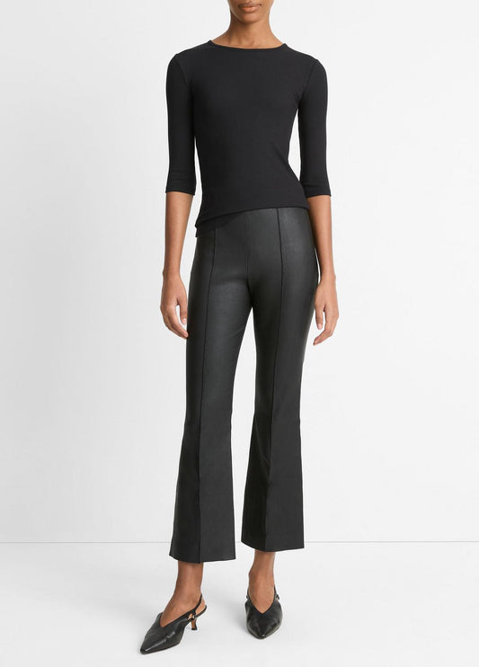 Elbow-Sleeve Crew Neck T-Shirt in Short Sleeve BLACK | VINCE Women