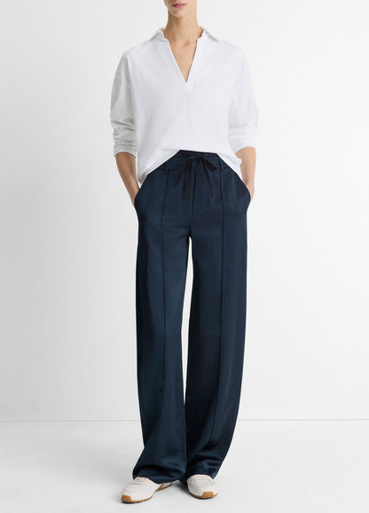 Easy Pima Cotton Long-Sleeve Polo Shirt in Long Sleeve OPTIC WHITE | VINCE Women