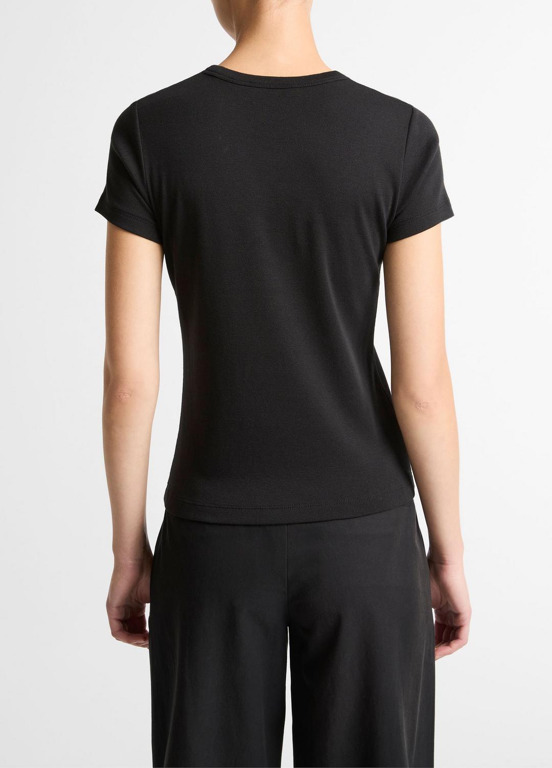 Pima Cotton-Blend '90s Shrunken T-Shirt in Short Sleeve BLACK | VINCE Women