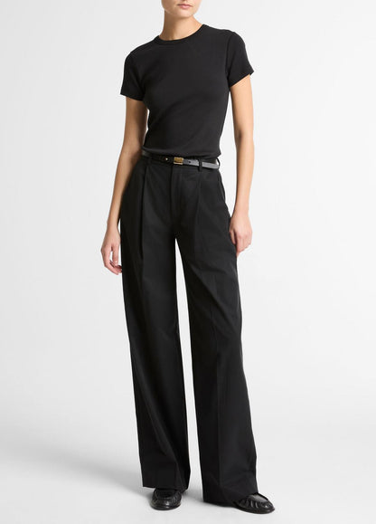 Pima Cotton-Blend '90s Shrunken T-Shirt in Short Sleeve BLACK | VINCE Women