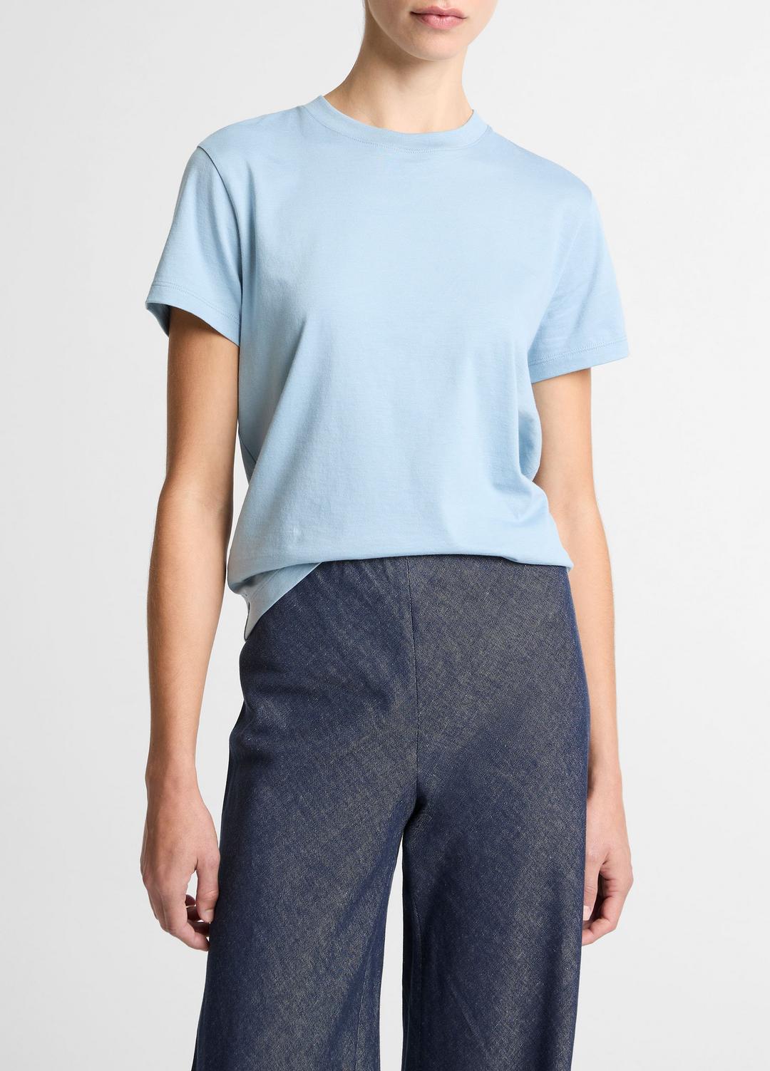 Pima Cotton Crew Neck T-Shirt in Short Sleeve DEL MAR | VINCE Women