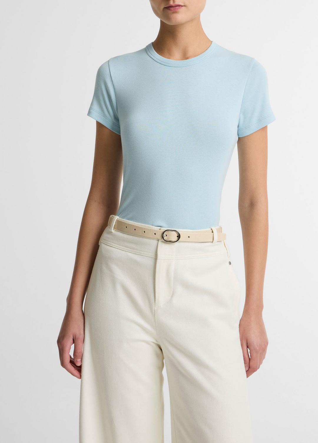 Pima Cotton-Blend '90s Shrunken T-Shirt in Short Sleeve CLEARWATER | VINCE Women
