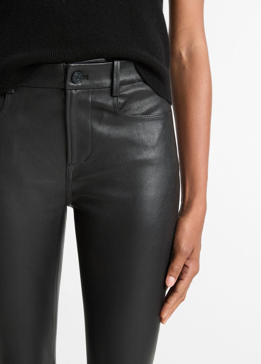 Stretch Leather Boot-Cut Pant in Trousers BLACK | VINCE Women