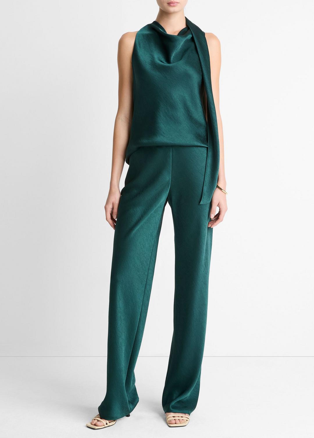 Colette High-Rise Fluid Satin Bias Pant in Trousers JUNIPER | VINCE Women