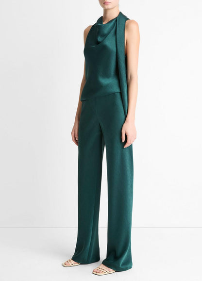 Colette High-Rise Fluid Satin Bias Pant in Trousers JUNIPER | VINCE Women