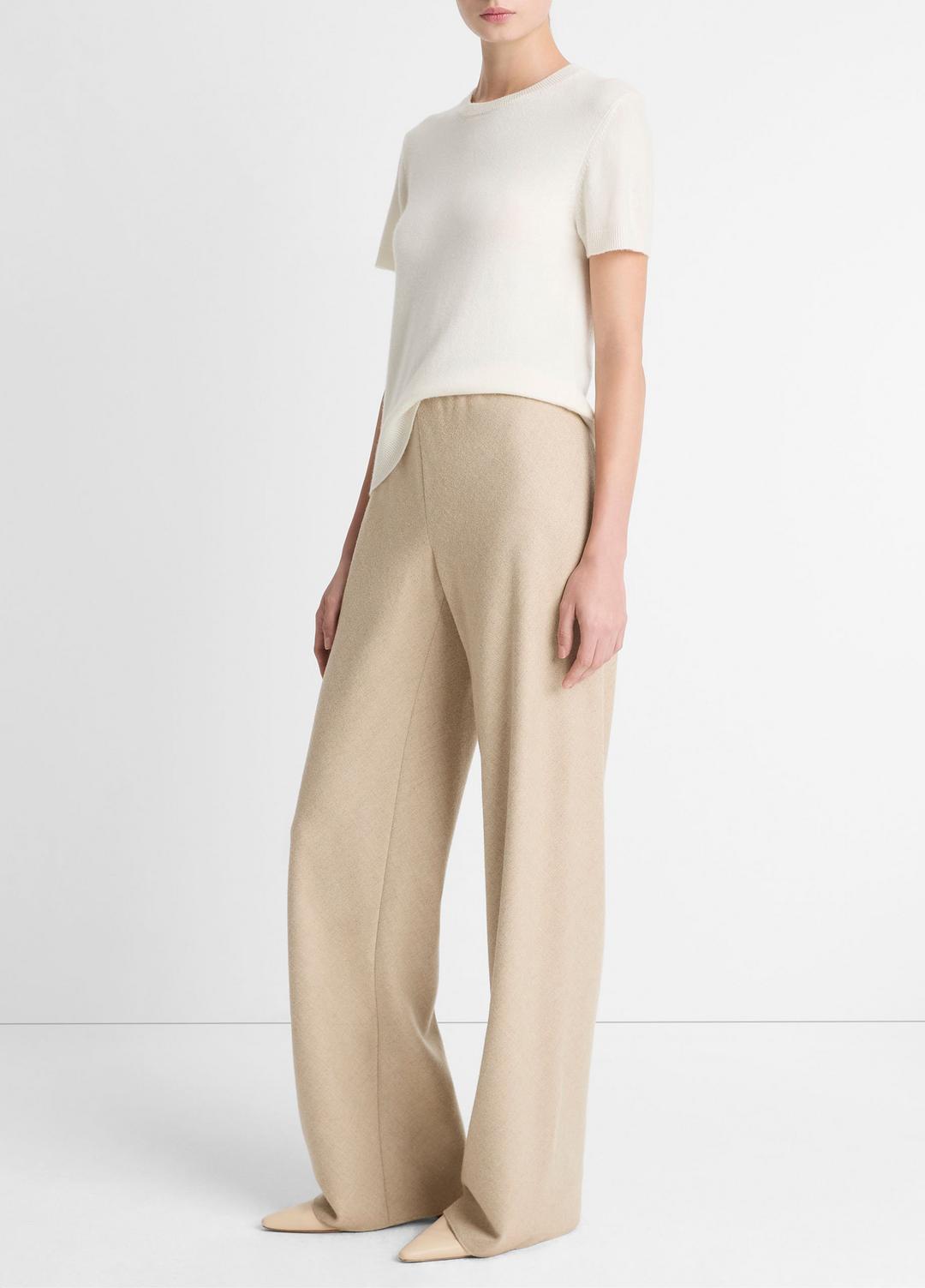 Italian Wool-Blend High-Waist Bias Pant in Trousers OATMEAL | VINCE Women