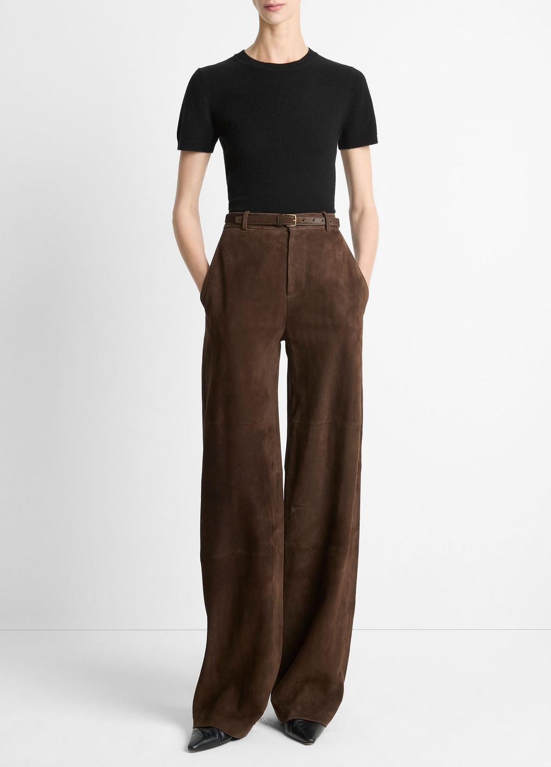 Suede Mid-Rise Trouser in Trousers DEEP ESPRESSO | VINCE Women