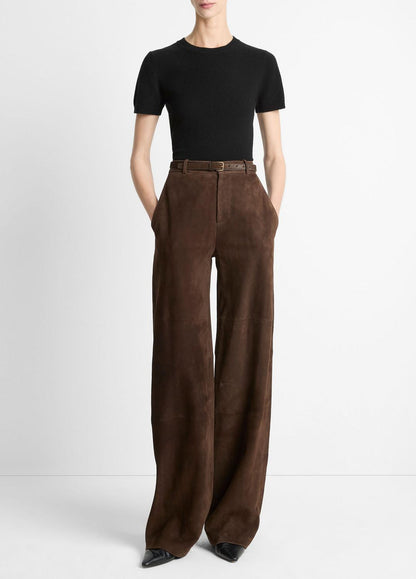 Suede Mid-Rise Trouser in Trousers DEEP ESPRESSO | VINCE Women