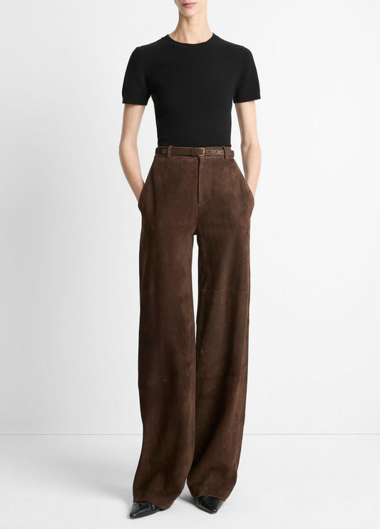 Suede Mid-Rise Trouser in Trousers DEEP ESPRESSO | VINCE Women