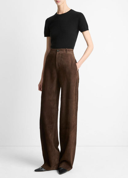 Suede Mid-Rise Trouser in Trousers DEEP ESPRESSO | VINCE Women