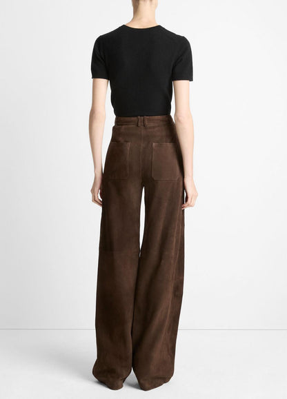 Suede Mid-Rise Trouser in Trousers DEEP ESPRESSO | VINCE Women