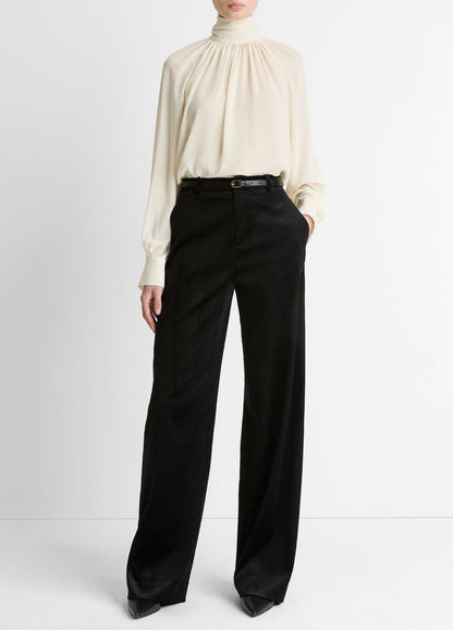 Italian Velvet High-Waist Wide-Leg Trouser in Wide Leg BLACK | VINCE Women