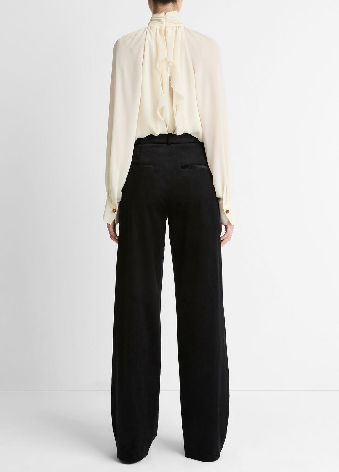 Italian Velvet High-Waist Wide-Leg Trouser in Wide Leg BLACK | VINCE Women