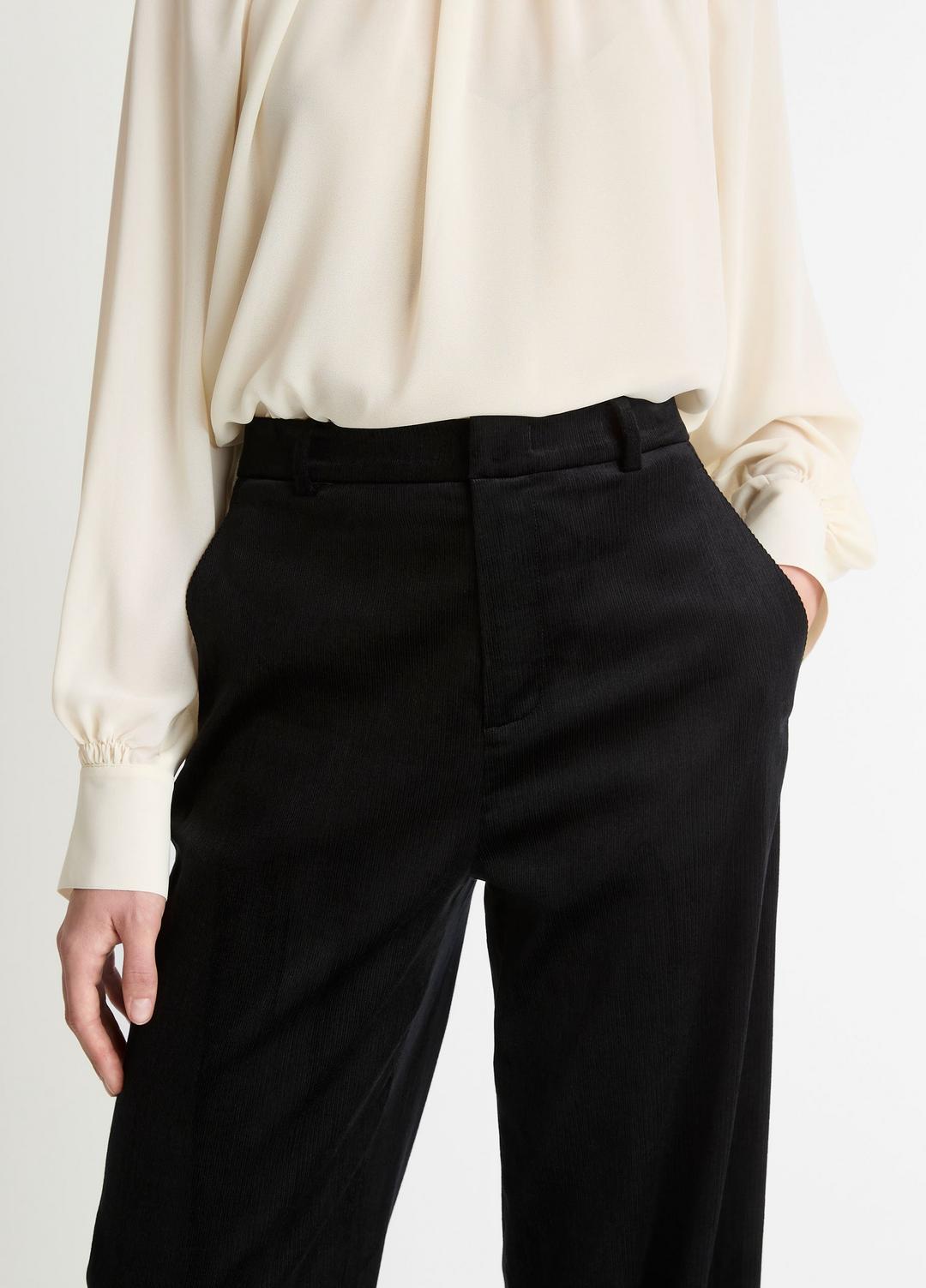 Italian Velvet High-Waist Wide-Leg Trouser in Wide Leg BLACK | VINCE Women