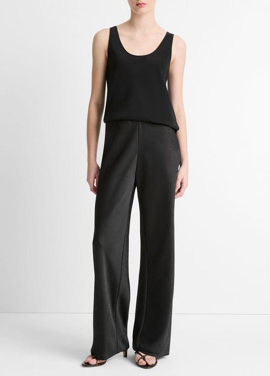 Colette High-Rise Fluid Satin Bias Pant in Trousers BLACK | VINCE Women