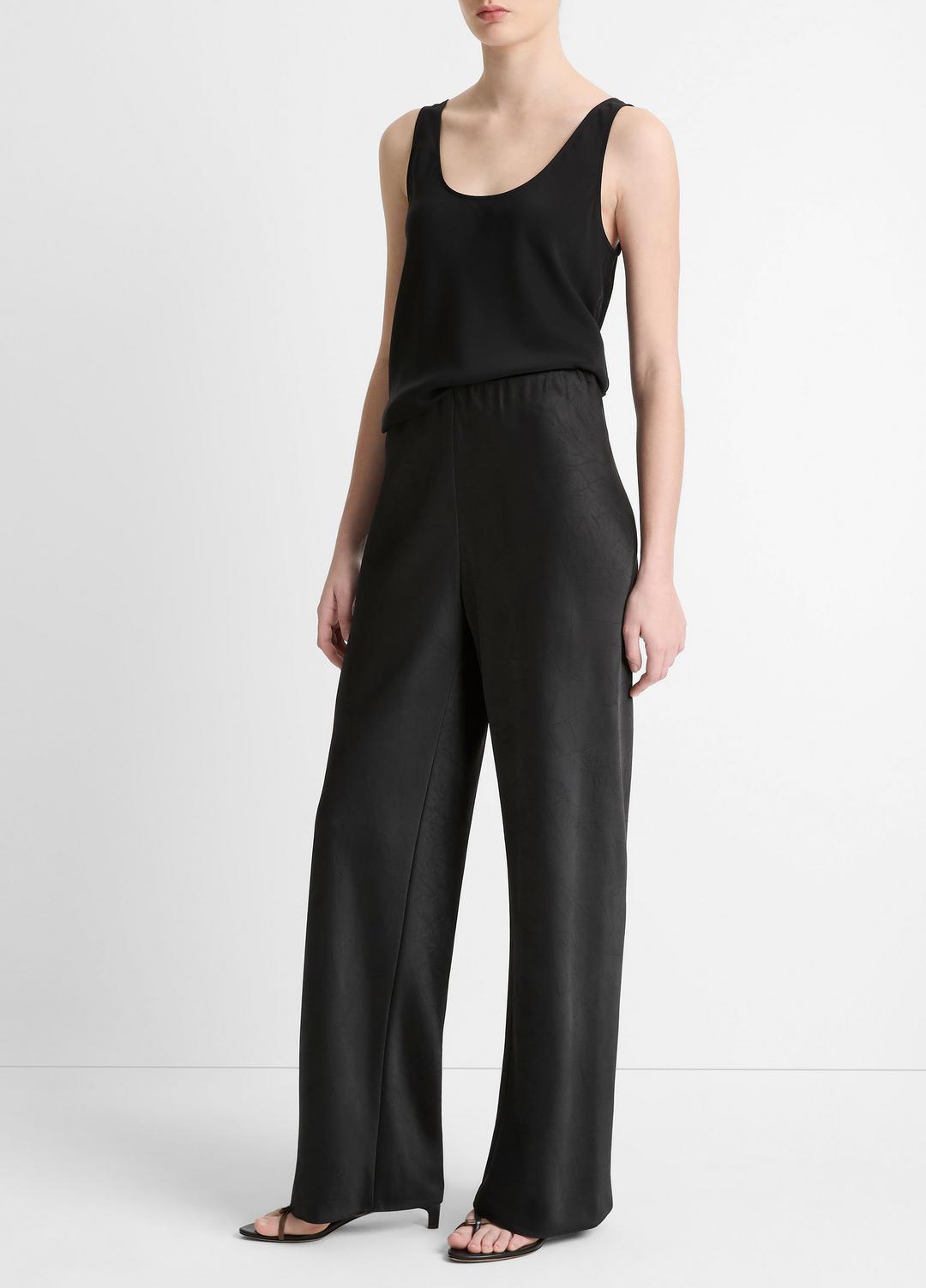 Colette High-Rise Fluid Satin Bias Pant in Trousers BLACK | VINCE Women